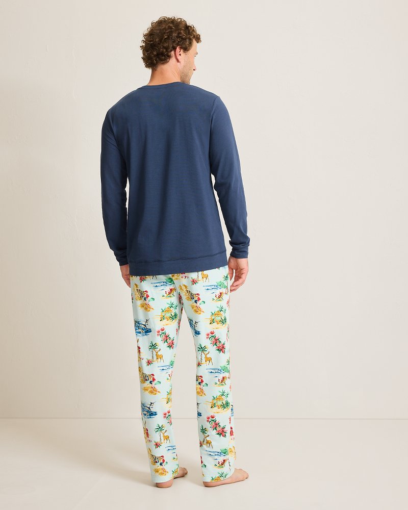 Tommy Bahama Latest - Big & Tall Holiday Santa Long Sleeve & Pants Pajama Set