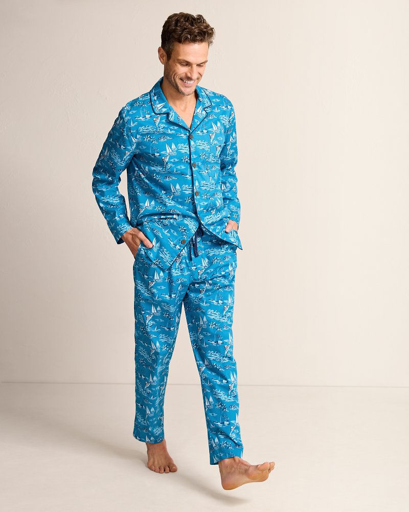 Tommy Bahama Discount - Woven Long Sleeve & Pants Pajama Set