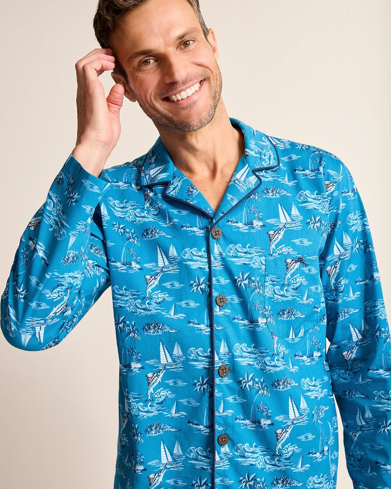Tommy Bahama Discount - Woven Long Sleeve & Pants Pajama Set