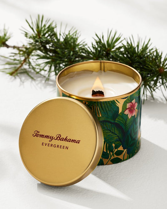 Tommy Bahama Featured - Evergreen 10.6-oz. Floral Embossed Candle Tin