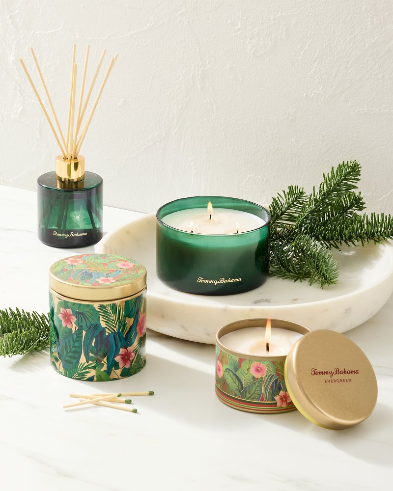 Tommy Bahama Featured - Evergreen 10.6-oz. Floral Embossed Candle Tin