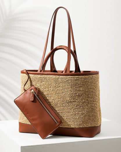 Tommy Bahama New - Raffia & Leather Pineapple Tote