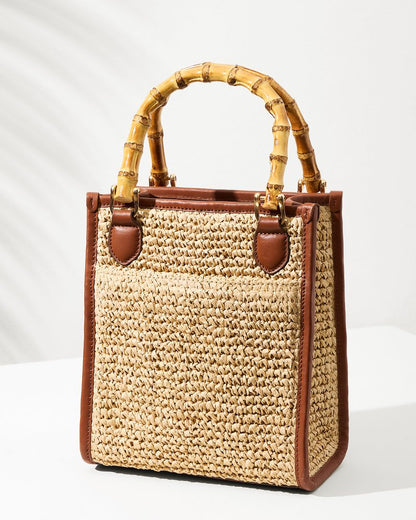 Tommy Bahama New - Raffia & Leather Bamboo Mini Tote