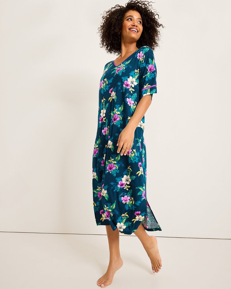Tommy Bahama Everyday - Jersey Short-Sleeve Maxi Sleep Caftan