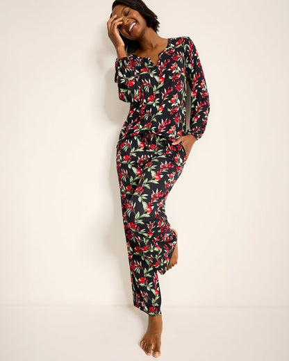 Tommy Bahama Trending - Jersey Split-Neck Long Sleeve & Pants Pajama Set