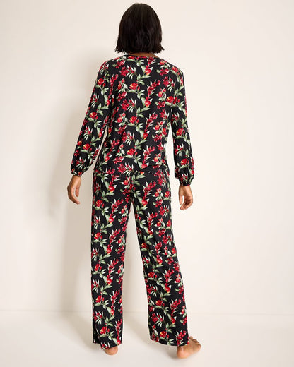 Tommy Bahama Trending - Jersey Split-Neck Long Sleeve & Pants Pajama Set