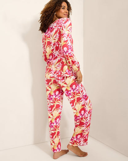 Tommy Bahama Customer Favorite - Jersey Split-Neck Long Sleeve & Pants Pajama Set